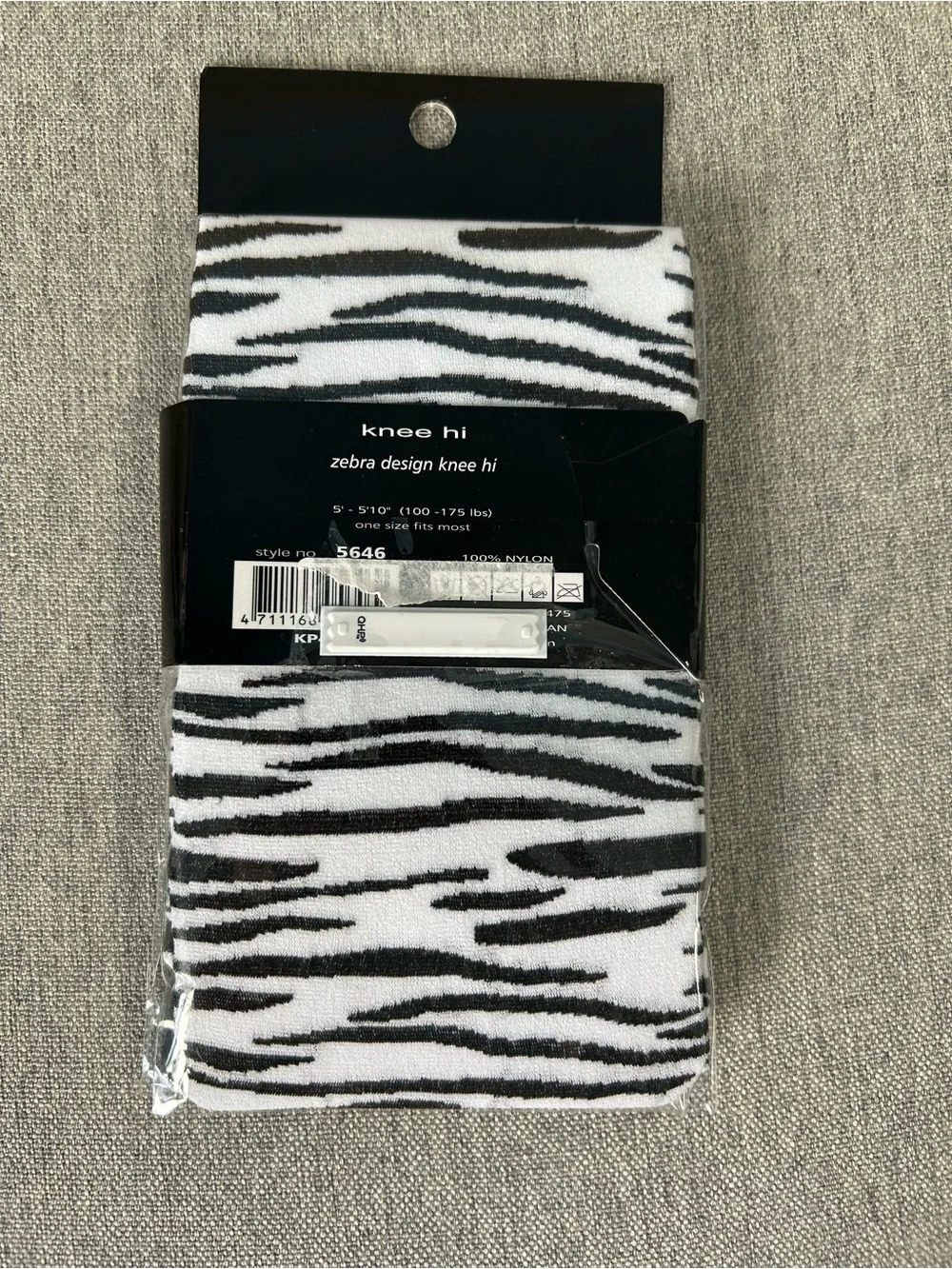 Music Legs Zebra Knee-High Socks in Black and White